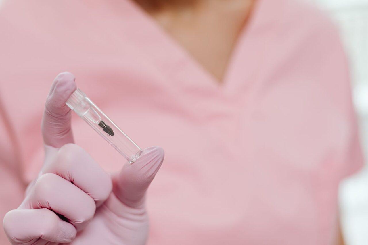 Sterile dental implant ready for placement at a Tillsonburg dental office