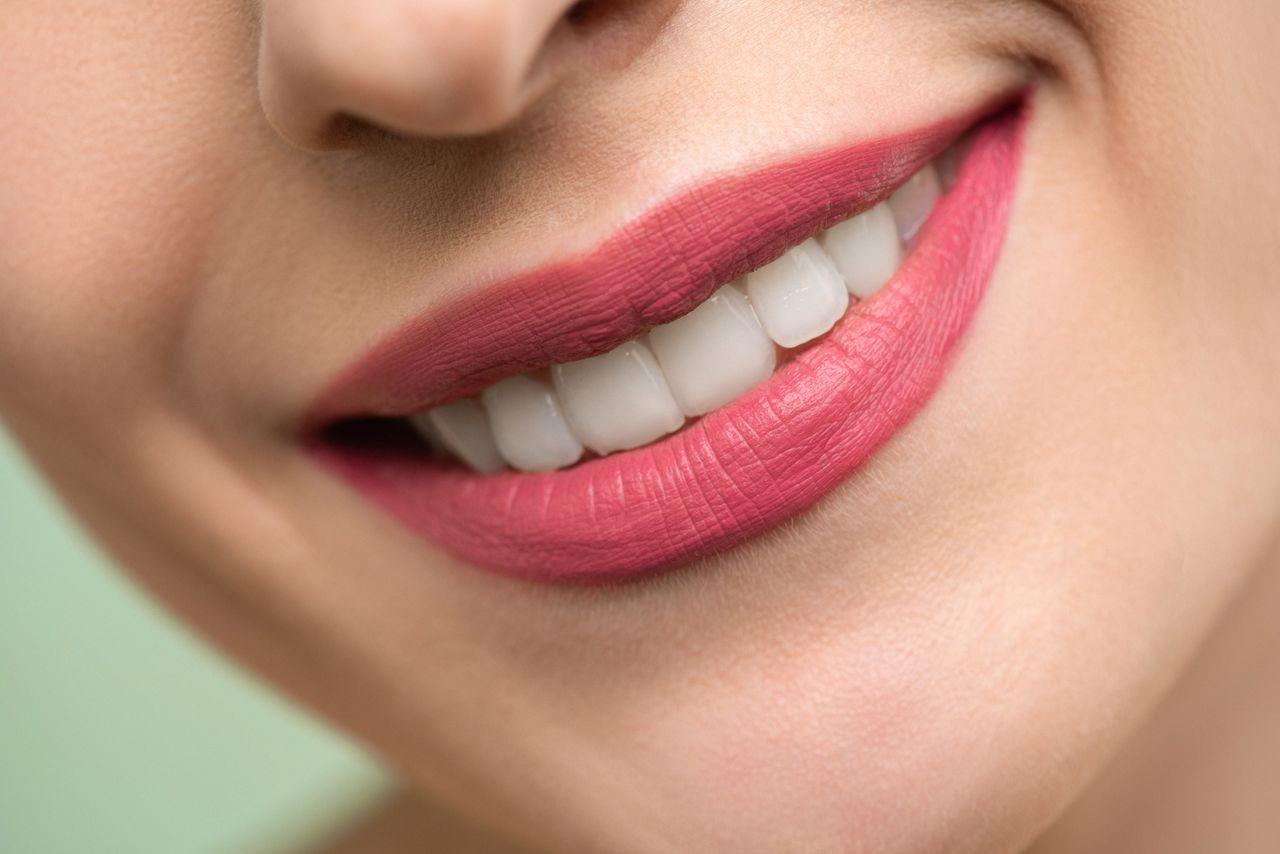 Woman smiling with natural-looking front teeth